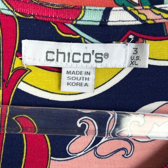 Chicos size 3 /XL touch of cool abstract draped tunic top colorful short sleeve - Picture 13 of 14